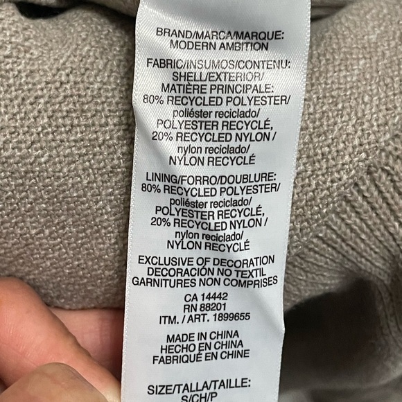 Modern Ambition Beige Full-Zip Knit Hoodie Sweater | Size Small - Picture 12 of 12